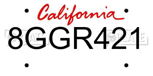 8GGR421 California License Plate