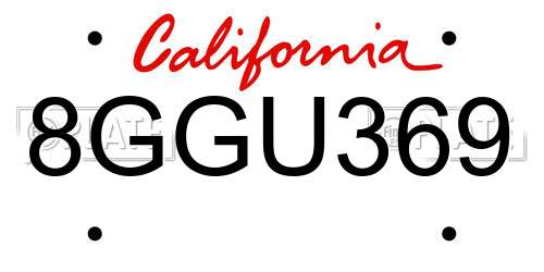 8GGU369 California License Plate