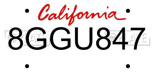 8GGU847 California License Plate
