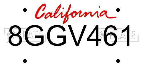 8GGV461 California License Plate