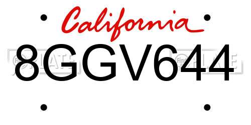 8GGV644 California License Plate