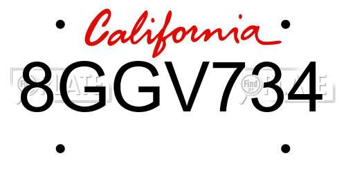 8GGV734 California License Plate
