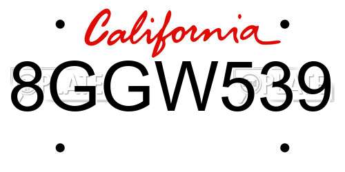 8GGW539 California License Plate