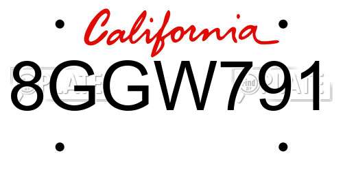 8GGW791 California License Plate