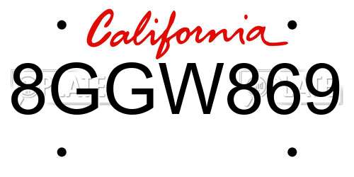 8GGW869 California License Plate