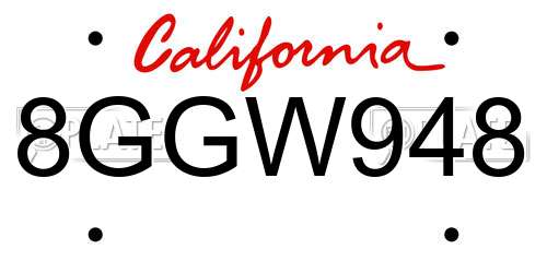 8GGW948 California License Plate