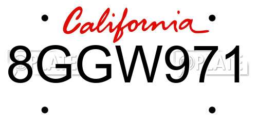 8GGW971 California License Plate