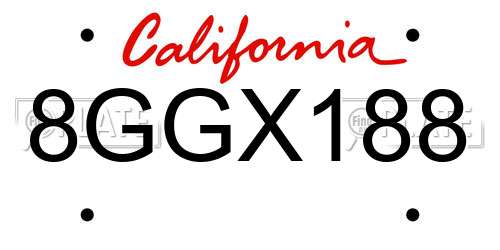 8GGX188 California License Plate