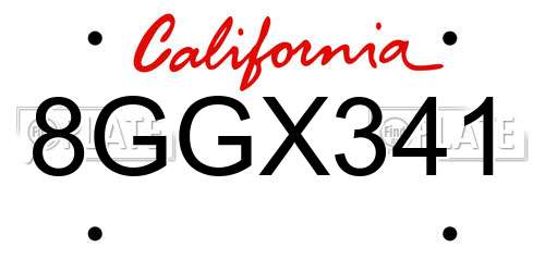 8GGX341 California License Plate