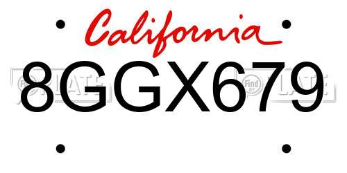 8GGX679 California License Plate