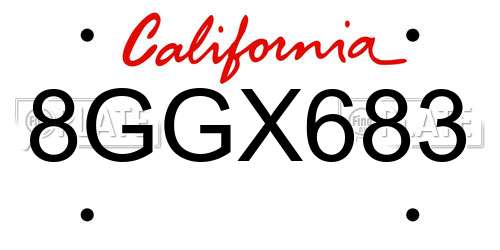 8GGX683 California License Plate