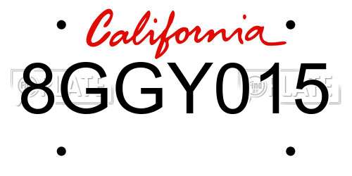 8GGY015 California License Plate