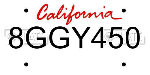 8GGY450 California License Plate