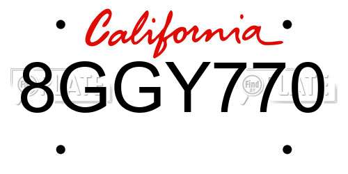 8GGY770 California License Plate