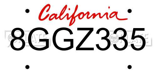8GGZ335 California License Plate