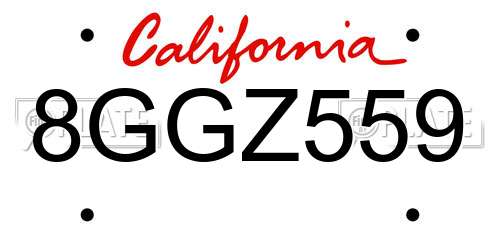 8GGZ559 California License Plate