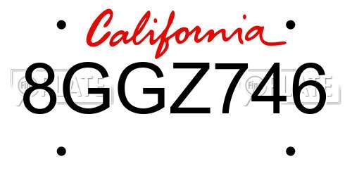 8GGZ746 California License Plate