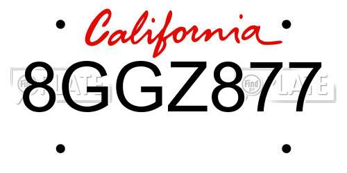8GGZ877 California License Plate