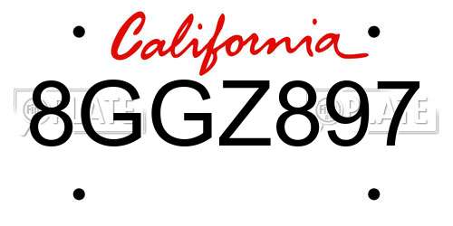 8GGZ897 California License Plate
