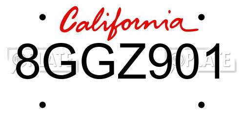8GGZ901 California License Plate