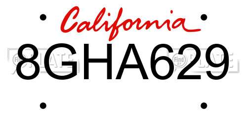8GHA629 California License Plate
