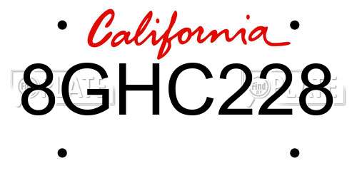 8GHC228 California License Plate
