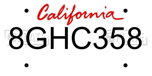 8GHC358 California License Plate
