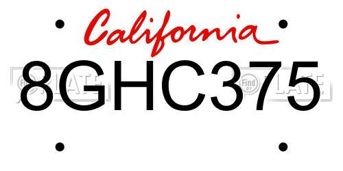 8GHC375 California License Plate