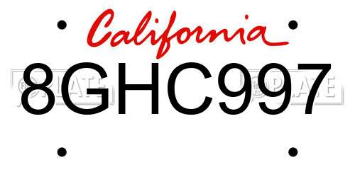 8GHC997 California License Plate