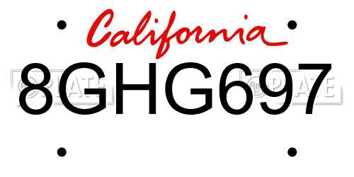 8GHG697 California License Plate