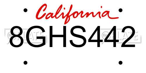 8GHS442 California License Plate