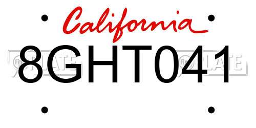 8GHT041 California License Plate