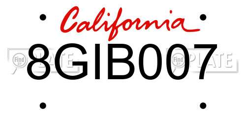 8GIB007 California License Plate