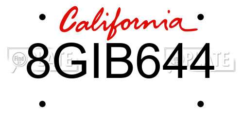 8GIB644 California License Plate