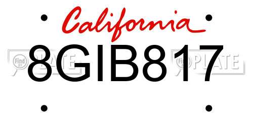 8GIB817 California License Plate