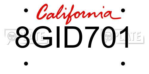 8GID701 California License Plate