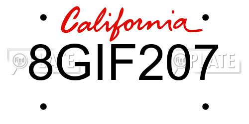 8GIF207 California License Plate
