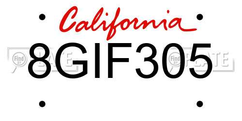 8GIF305 California License Plate