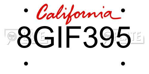 8GIF395 California License Plate