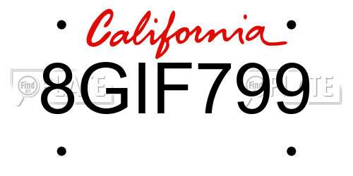 8GIF799 California License Plate