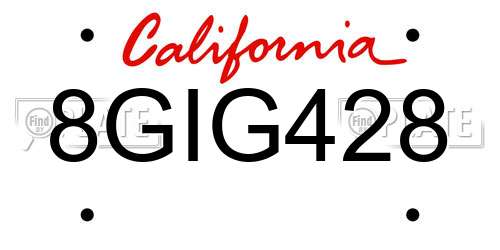 8GIG428 California License Plate