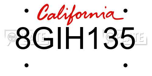 8GIH135 California License Plate