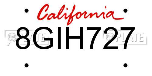 8GIH727 California License Plate