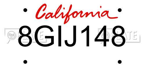 8GIJ148 California License Plate