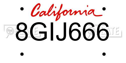 8GIJ666 California License Plate