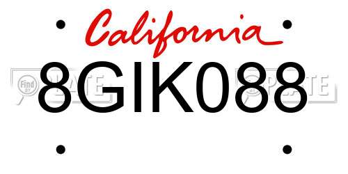 8GIK088 California License Plate