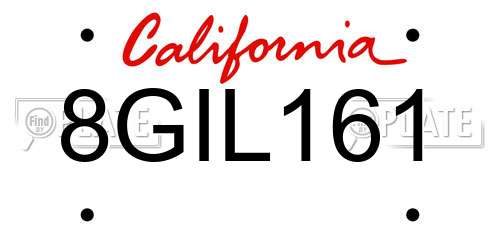 8GIL161 California License Plate