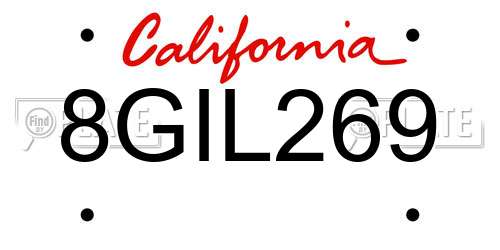 8GIL269 California License Plate