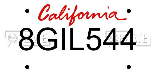 8GIL544 California License Plate