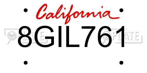 8GIL761 California License Plate
